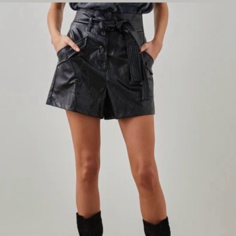 Rails faux leather shorts